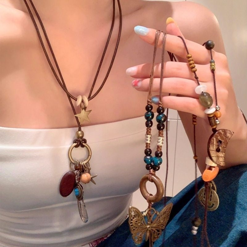 Bohemian Butterfly Necklace For Women Featuring Alloy Pendant, Perfect For Daily Wear