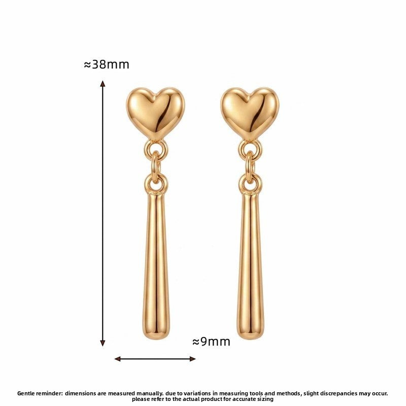 Heart Shape Earrings For Women In Gold Alloy With Electroplated Finish And 304 Stainless Steel Ear Pins