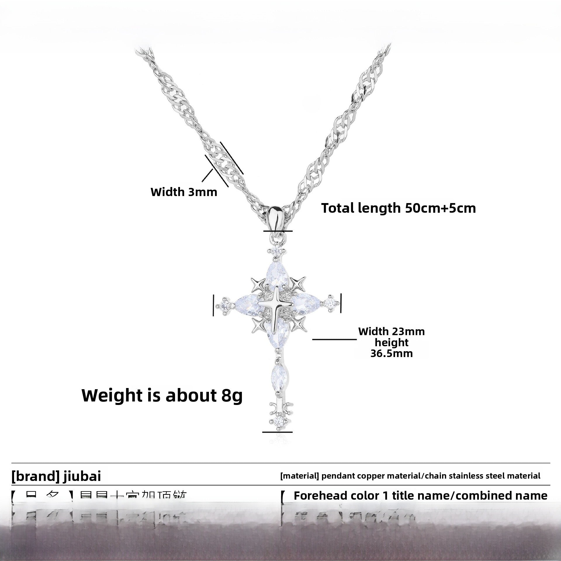 Men's Hip-Hop Gold Cross Necklace Featuring Copper Pendant Material With Rhinestone Inlay
