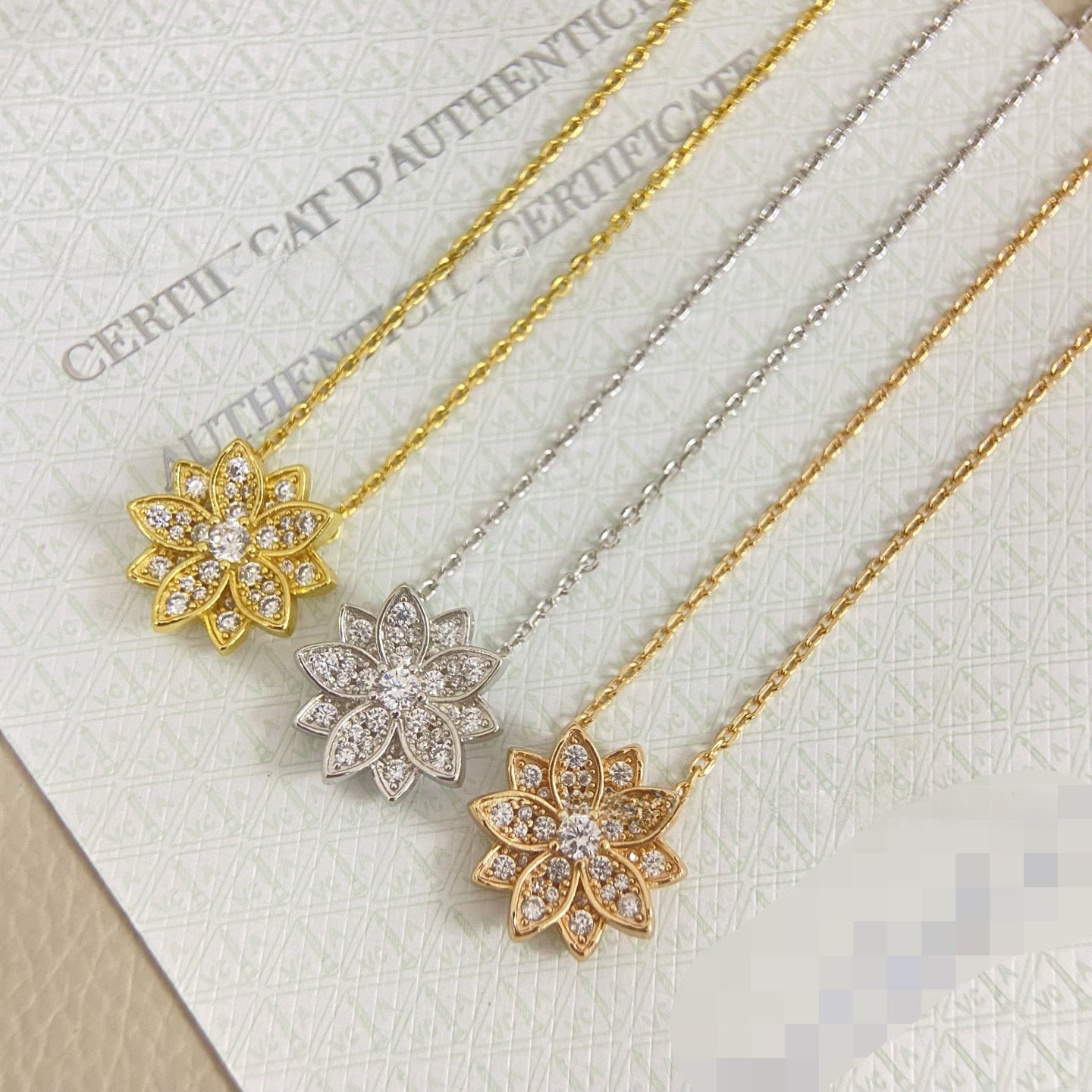 Lotus Necklace For Women In 925 Sterling Silver Featuring Lab-Grown Diamonds Pendant And Chain