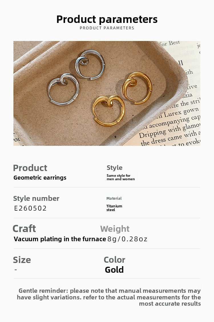 Heart Shape Unisex Earrings In 18K Real Gold Plated With Titanium Steel Studs
