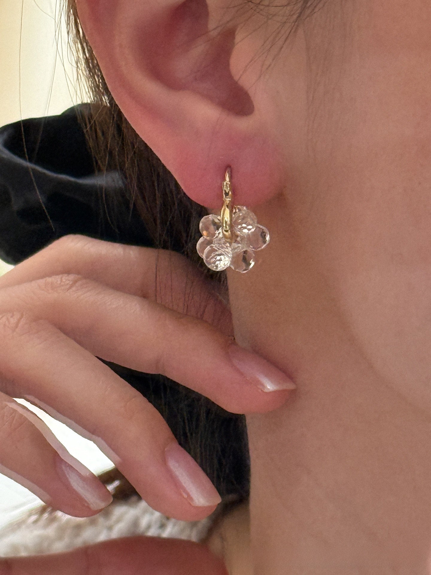 Heart Shape Clip Earrings For Women With Copper Studs, Real Gold Plated And White Crystal Inlay