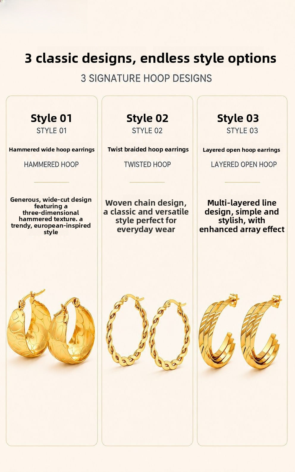 Circle Earrings For Unisex Featuring Electroplated Gold Finish With 304 Stainless Steel Ear Pins