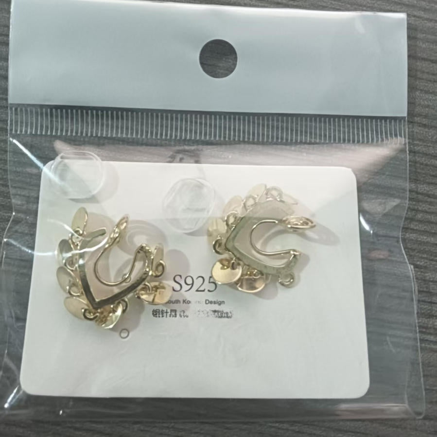 Heart Shape Clip Earrings For Women In Silver, Zinc Alloy With Electroplated Finish And 925 Sterling Silver Posts