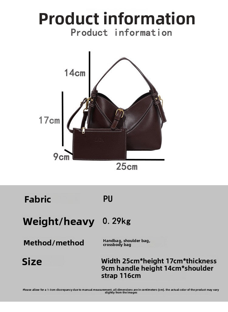 Color Block PU Leather Bucket Bag With Sewing Thread Detail, Single Shoulder Strap, Perfect For  Spring And Summer