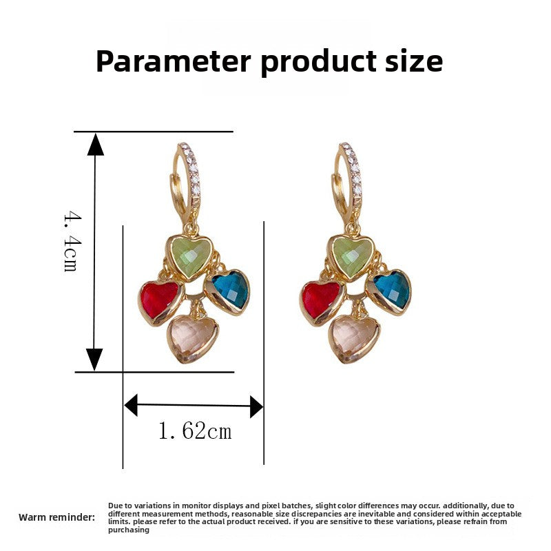 Heart Shape Tassel Drop Earrings For Women In Retro Style, Made Of Copper With Real Gold Plated Ear Pins