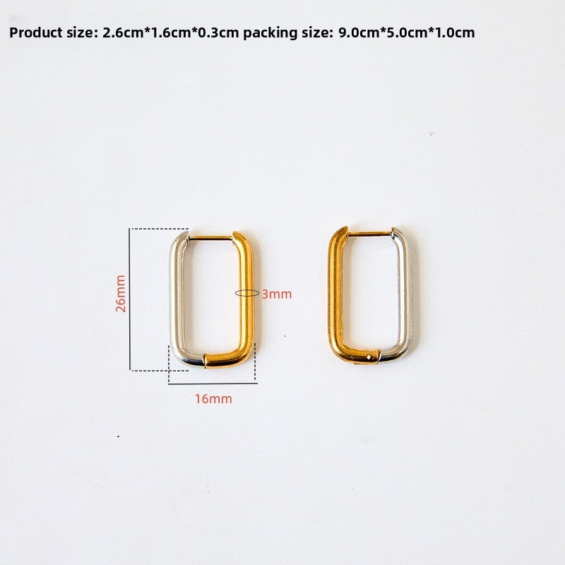 Heart Shape Two Tone Gold Earrings For Unisex Featuring 304 Stainless Steel Ear Pins And Titanium Steel Material