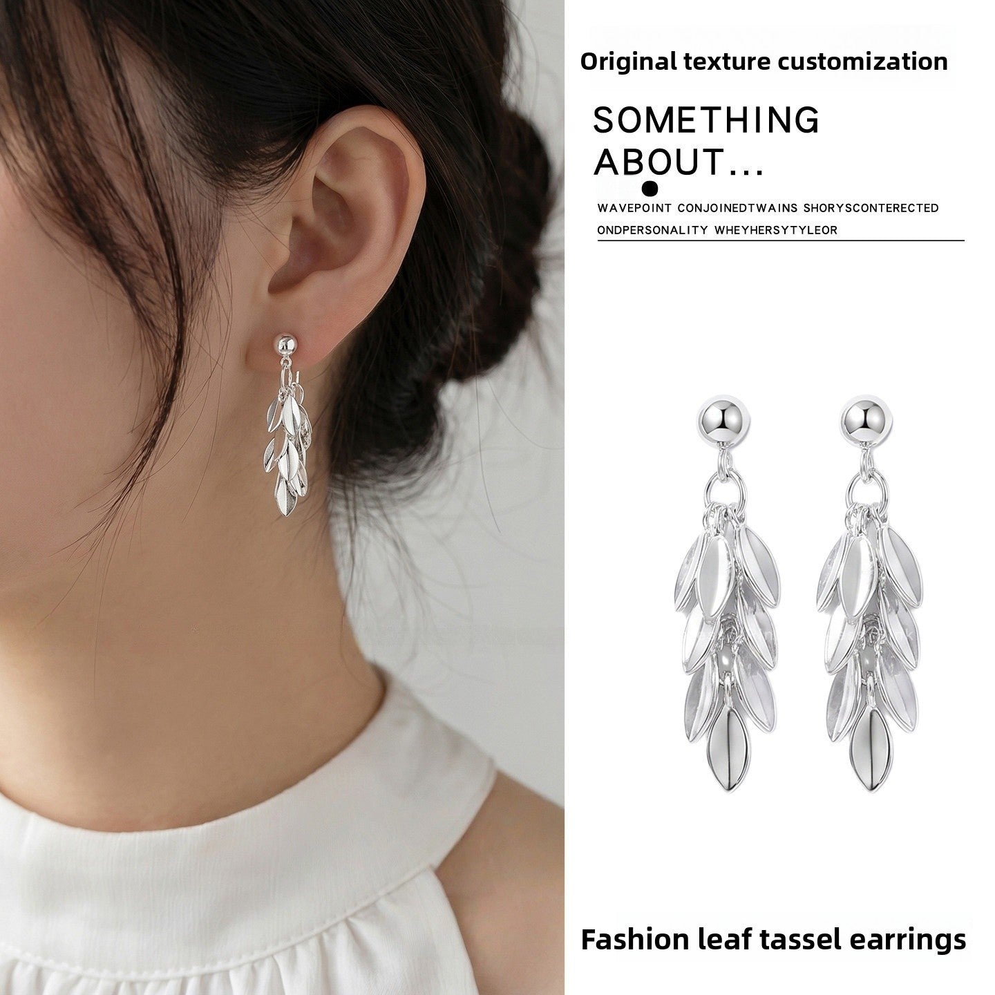 Leaves Tassel Earrings For Women With Zinc Alloy Ear Pins In Sweet Style