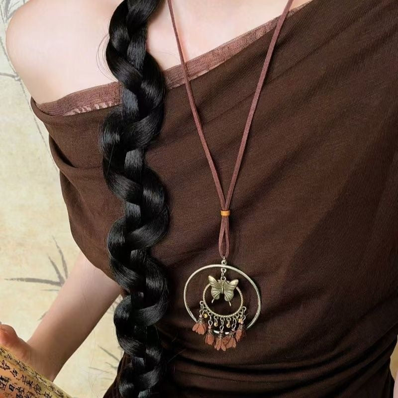 Bohemian Butterfly Tassel Necklace For Women In Mixed Materials, Perfect For Casual Wear