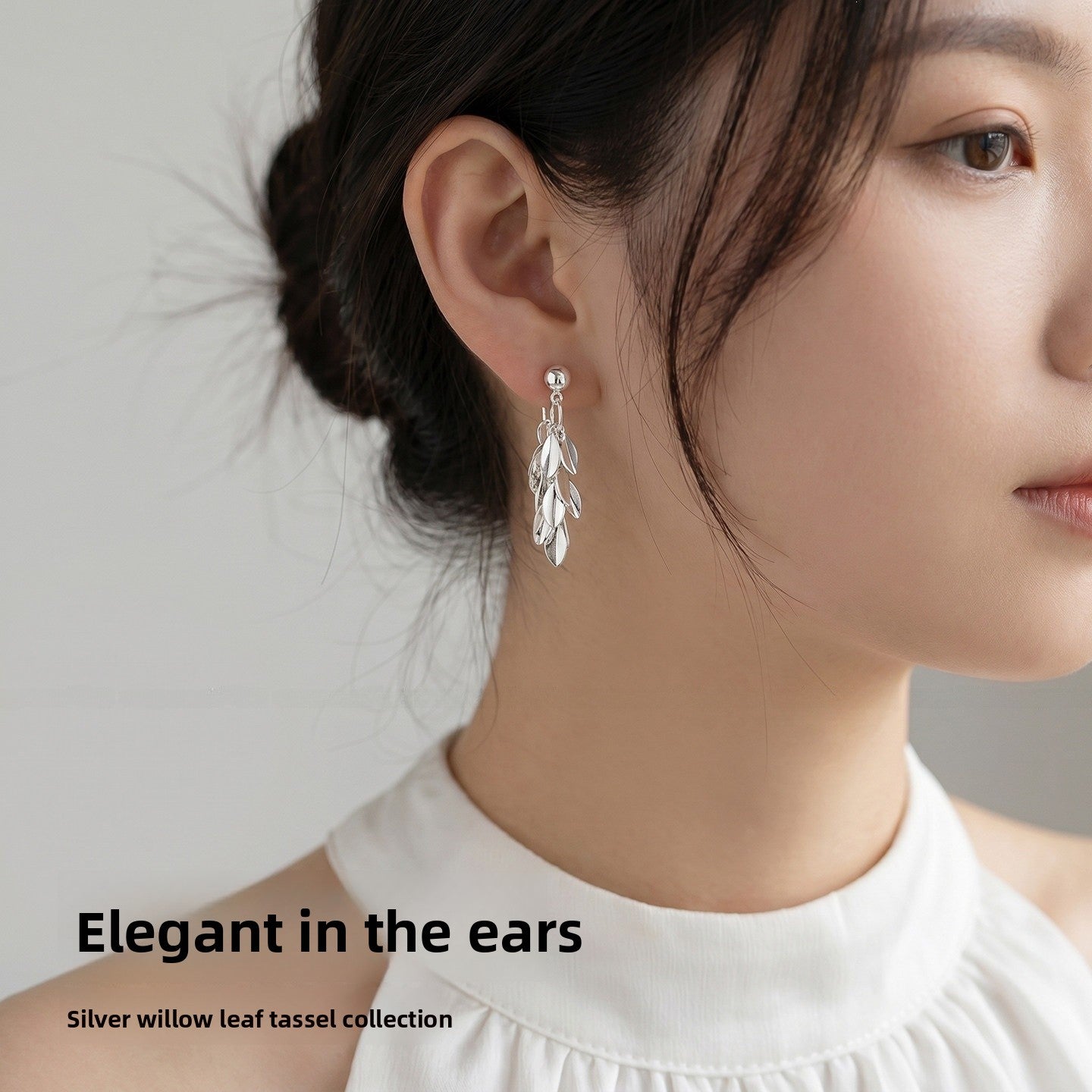 Leaves Tassel Earrings For Women With Zinc Alloy Ear Pins In Sweet Style
