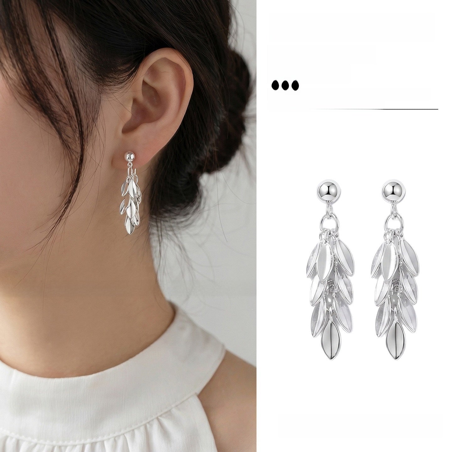 Leaves Tassel Earrings For Women With Zinc Alloy Ear Pins In Sweet Style
