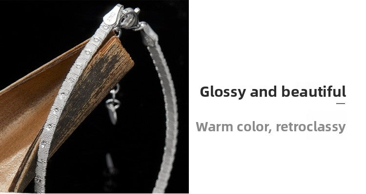 Brushed 925 Sterling Silver Circle Bracelet For Women With Glass Inlay In Silver