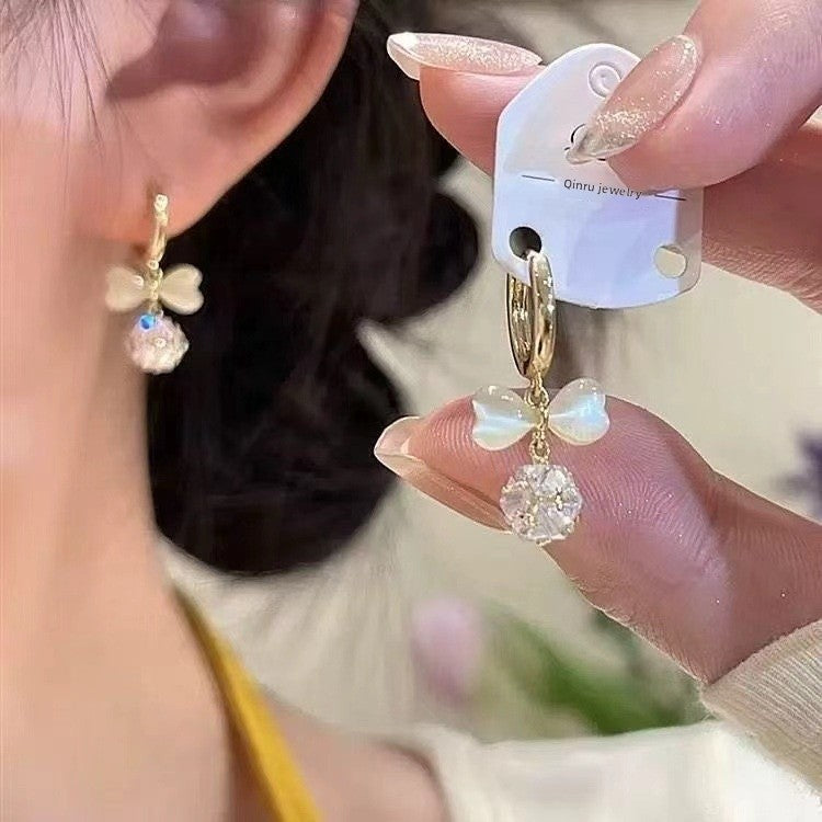 Gold Tassel Bow Tie Earrings For Women Featuring Zinc Alloy Ear Pins
