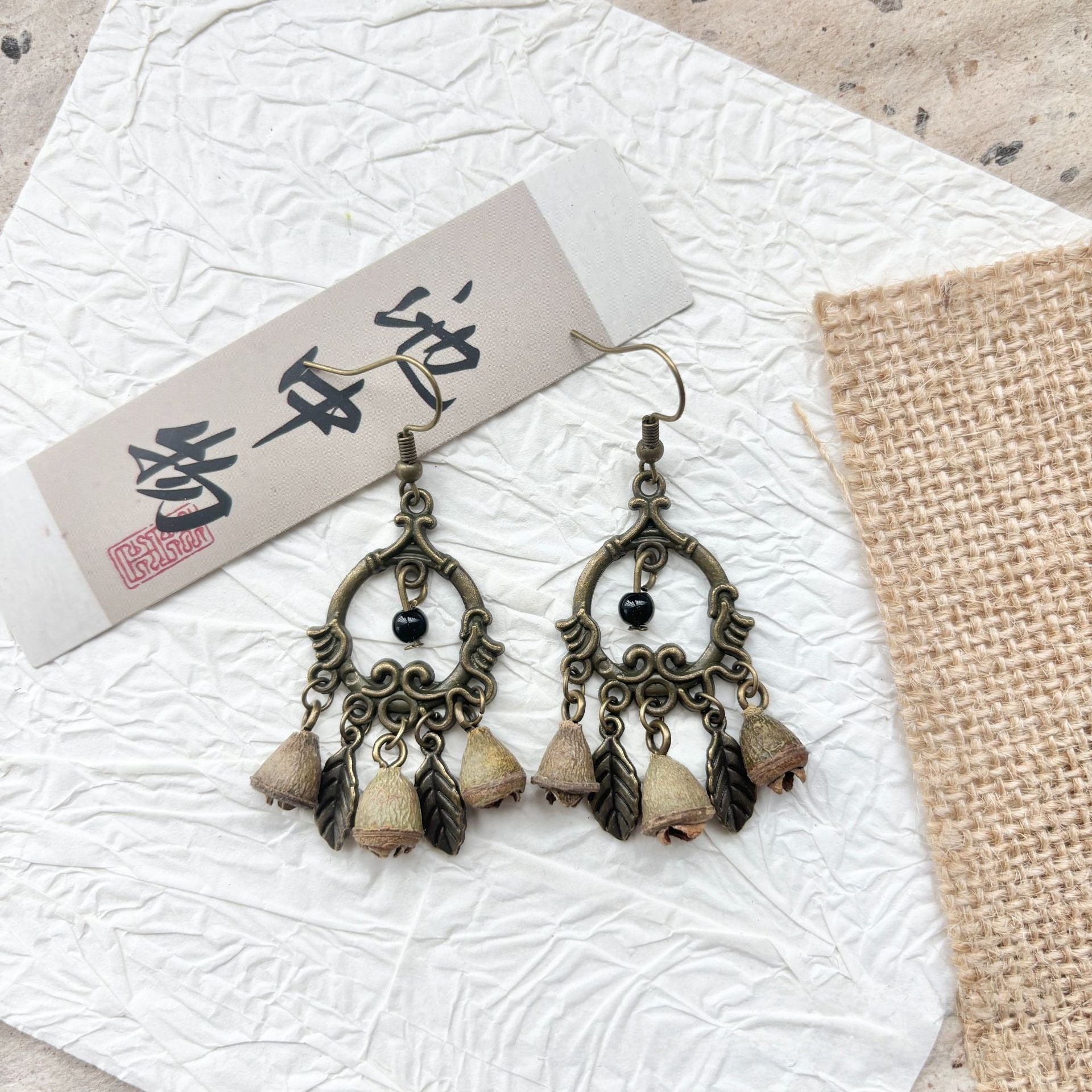 Bohemian Alloy Beading Plant Drop Earrings For Unisex