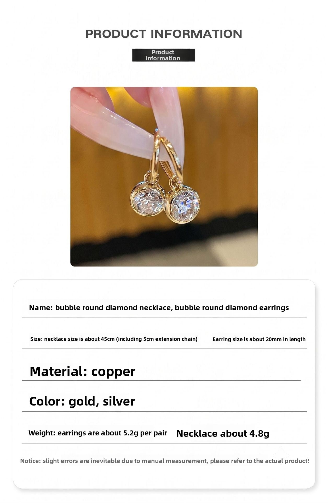 Gold Bubble Hoop Earrings For Women Featuring Copper Ear Pins And Zircon Inlay
