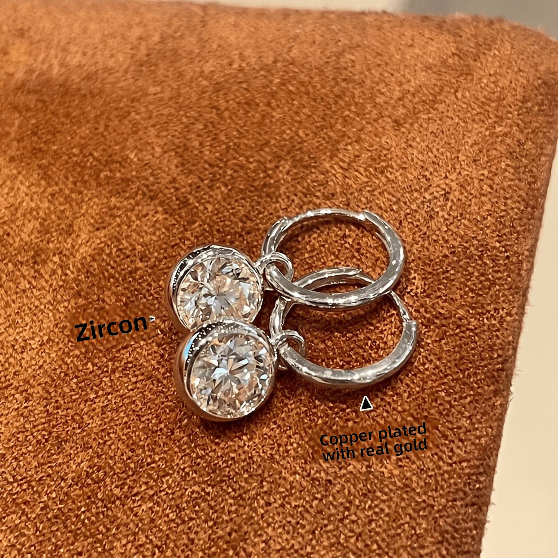 Gold Bubble Hoop Earrings For Women Featuring Copper Ear Pins And Zircon Inlay