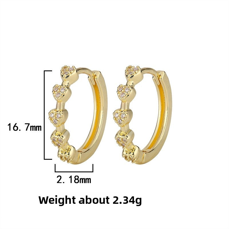 Heart Shape Earrings For Women In Gold Featuring Electroplated Finish And Copper Ear Pins