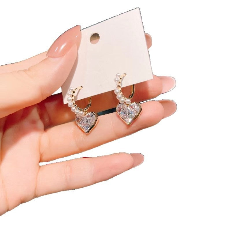Heart Shape Earrings For Women Featuring Real Gold Plated Material And Zircon Inlay In New Style