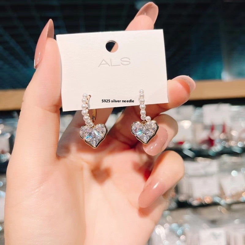 Heart Shape Earrings For Women Featuring Real Gold Plated Material And Zircon Inlay In New Style