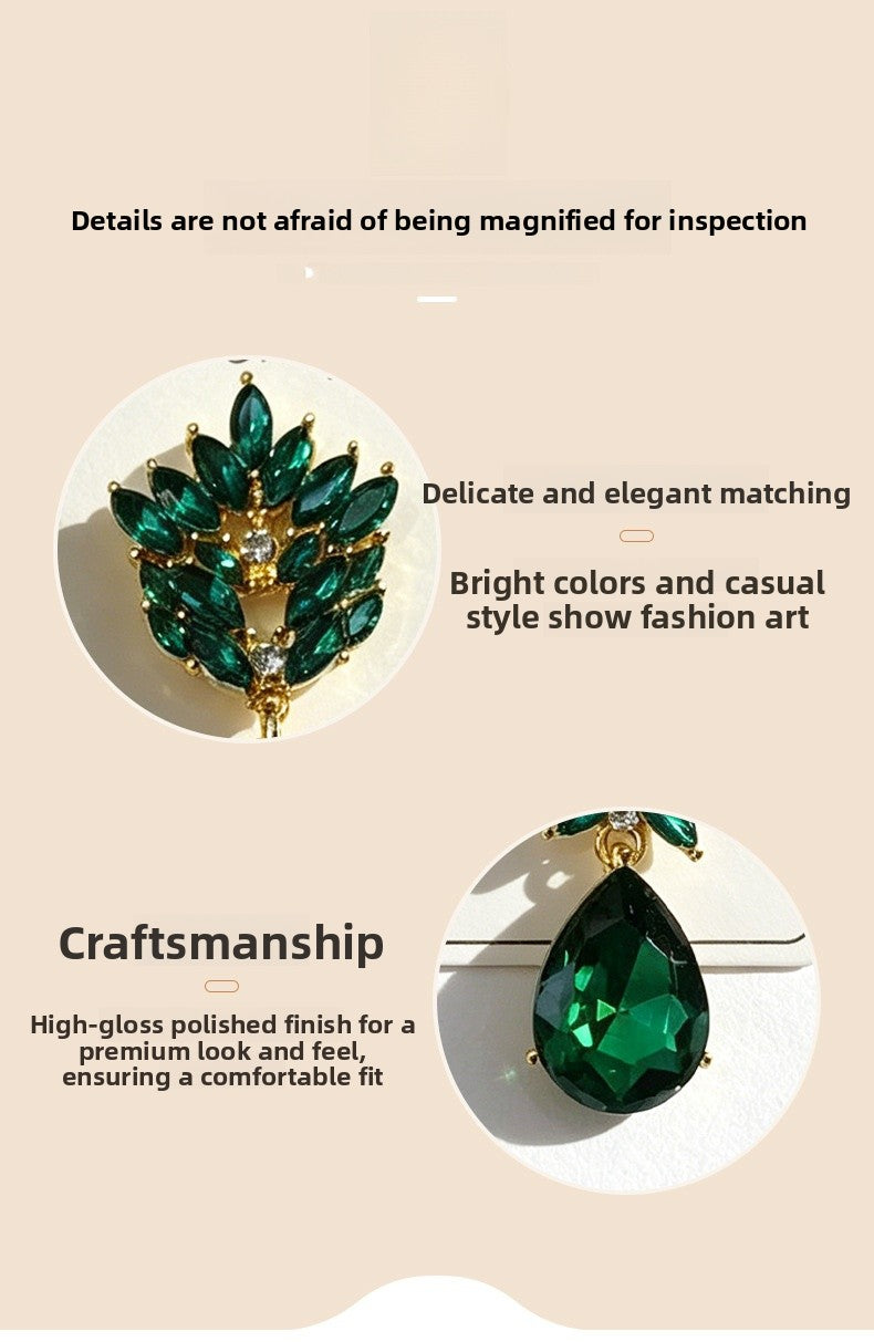 Leaves Earrings For Women In Colour Alloy Featuring Crystal Inlay With Zinc Alloy Ear Pins