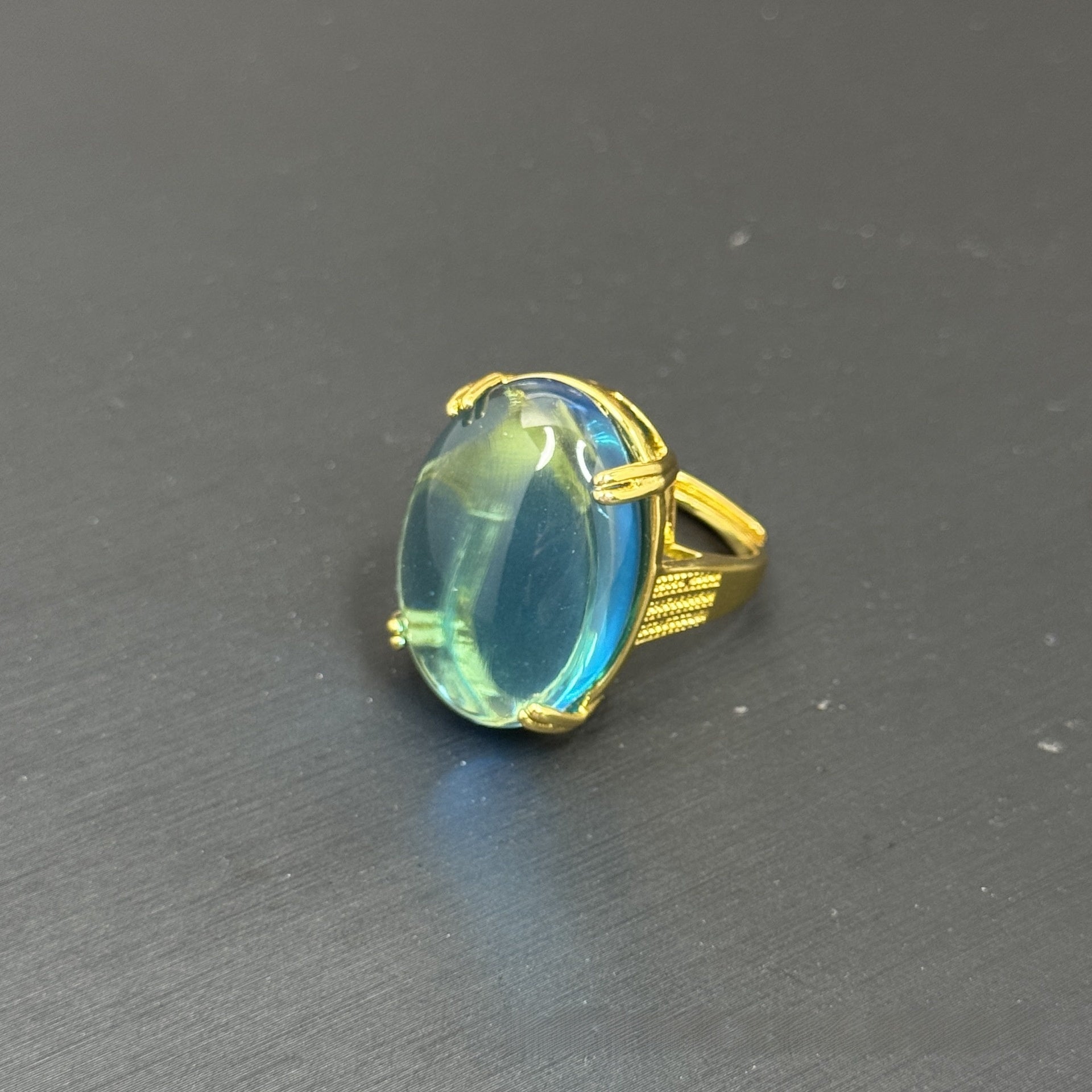 Geometric Open Rings For Women Featuring Natural Stone And Crystal Inlay With 18K Real Gold Electroplated Finish
