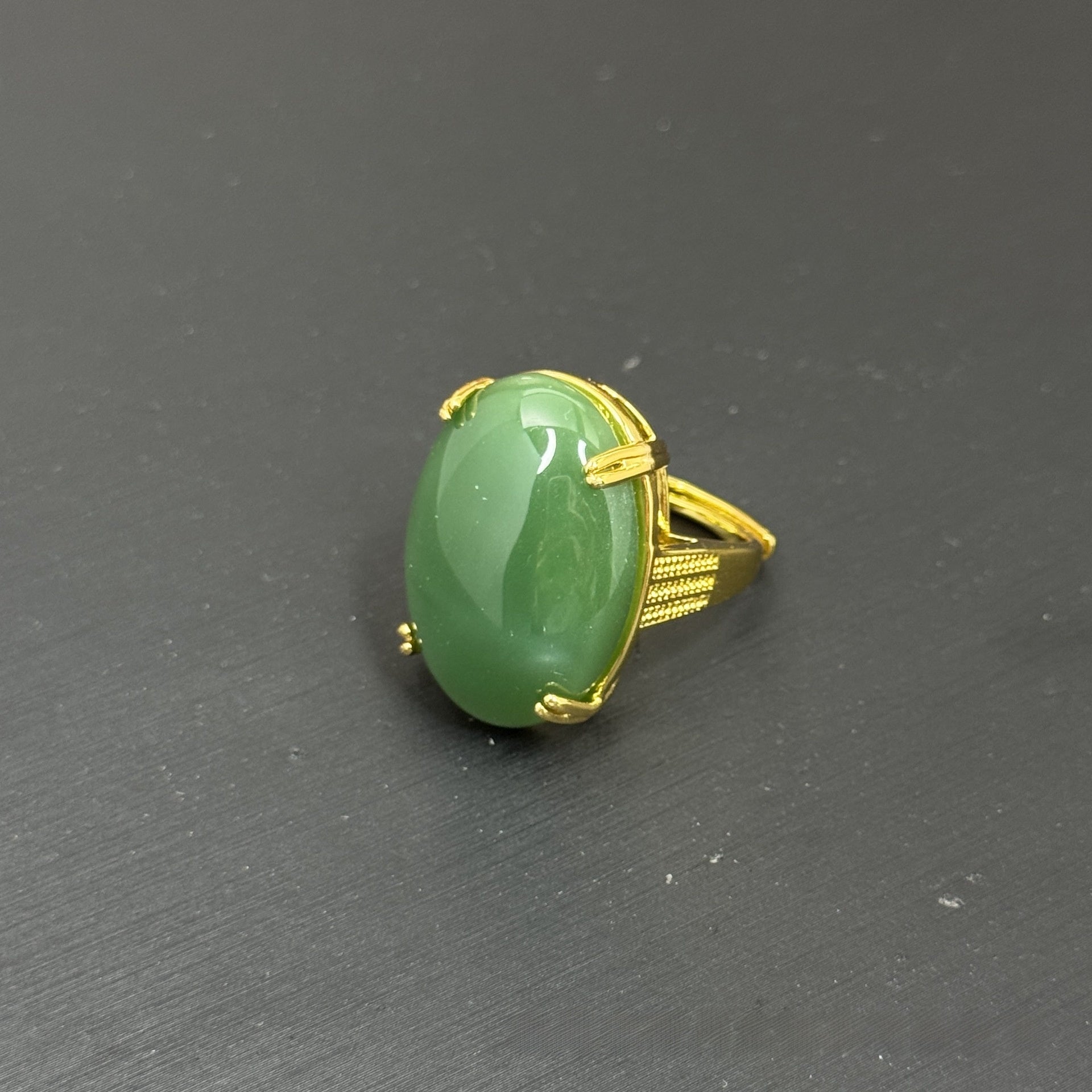 Geometric Open Rings For Women Featuring Natural Stone And Crystal Inlay With 18K Real Gold Electroplated Finish