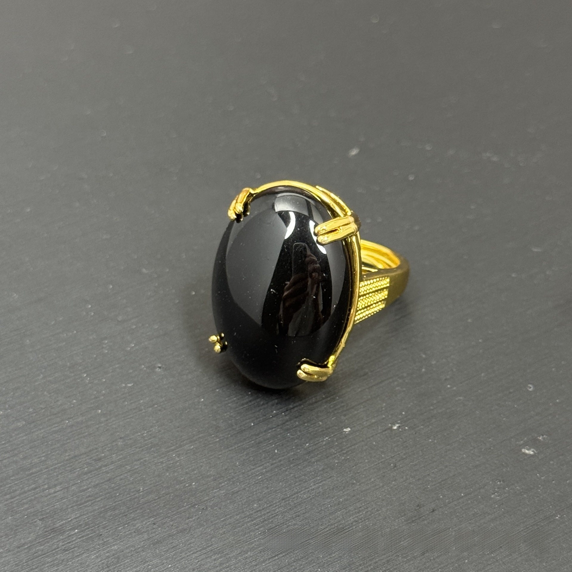 Geometric Open Rings For Women Featuring Natural Stone And Crystal Inlay With 18K Real Gold Electroplated Finish