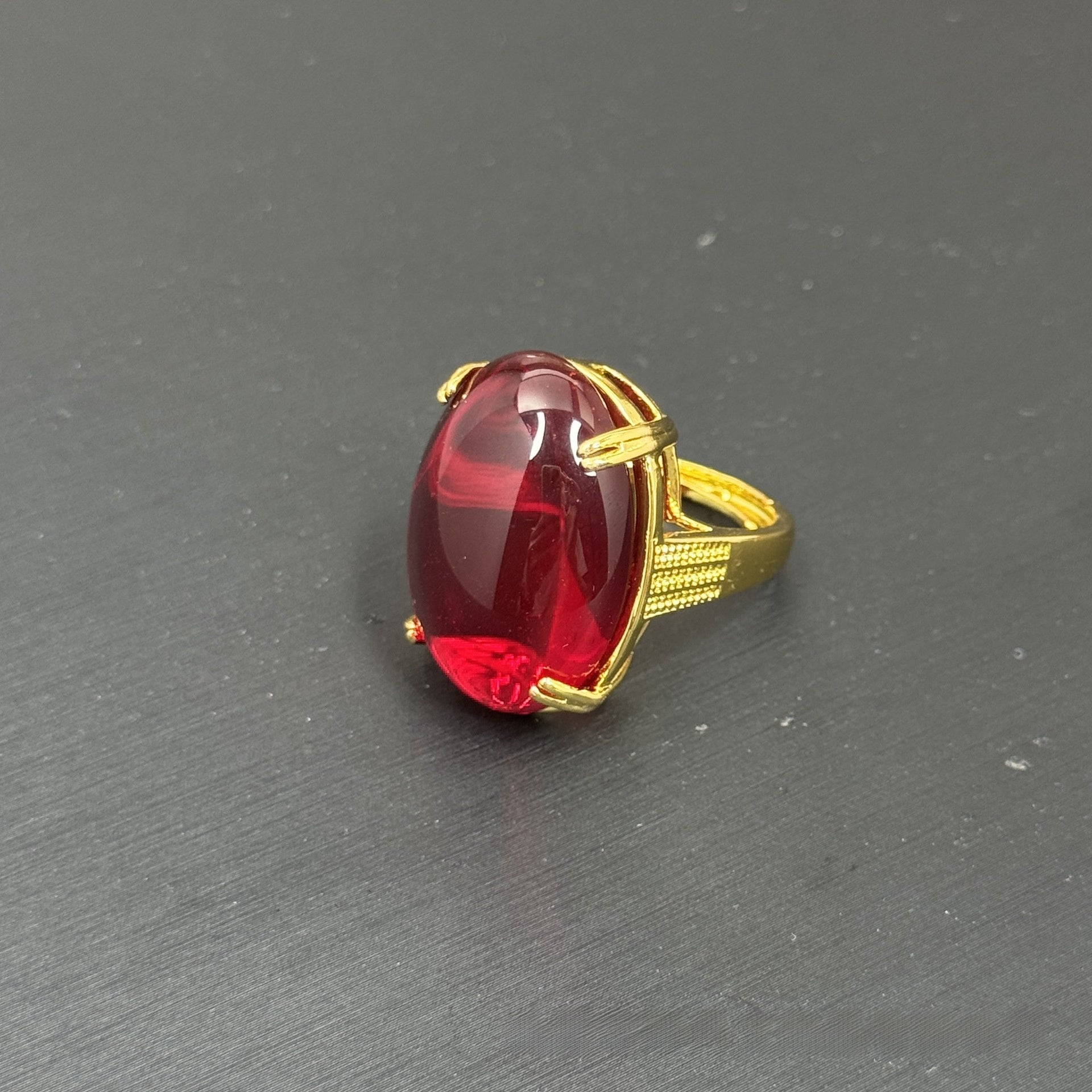 Geometric Open Rings For Women Featuring Natural Stone And Crystal Inlay With 18K Real Gold Electroplated Finish