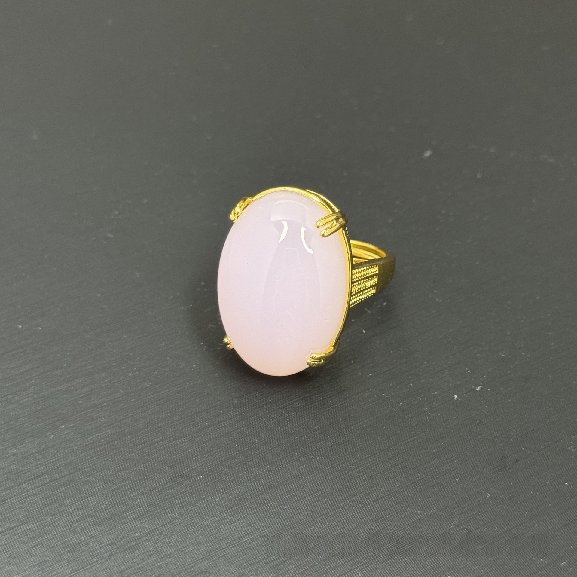 Geometric Open Rings For Women Featuring Natural Stone And Crystal Inlay With 18K Real Gold Electroplated Finish