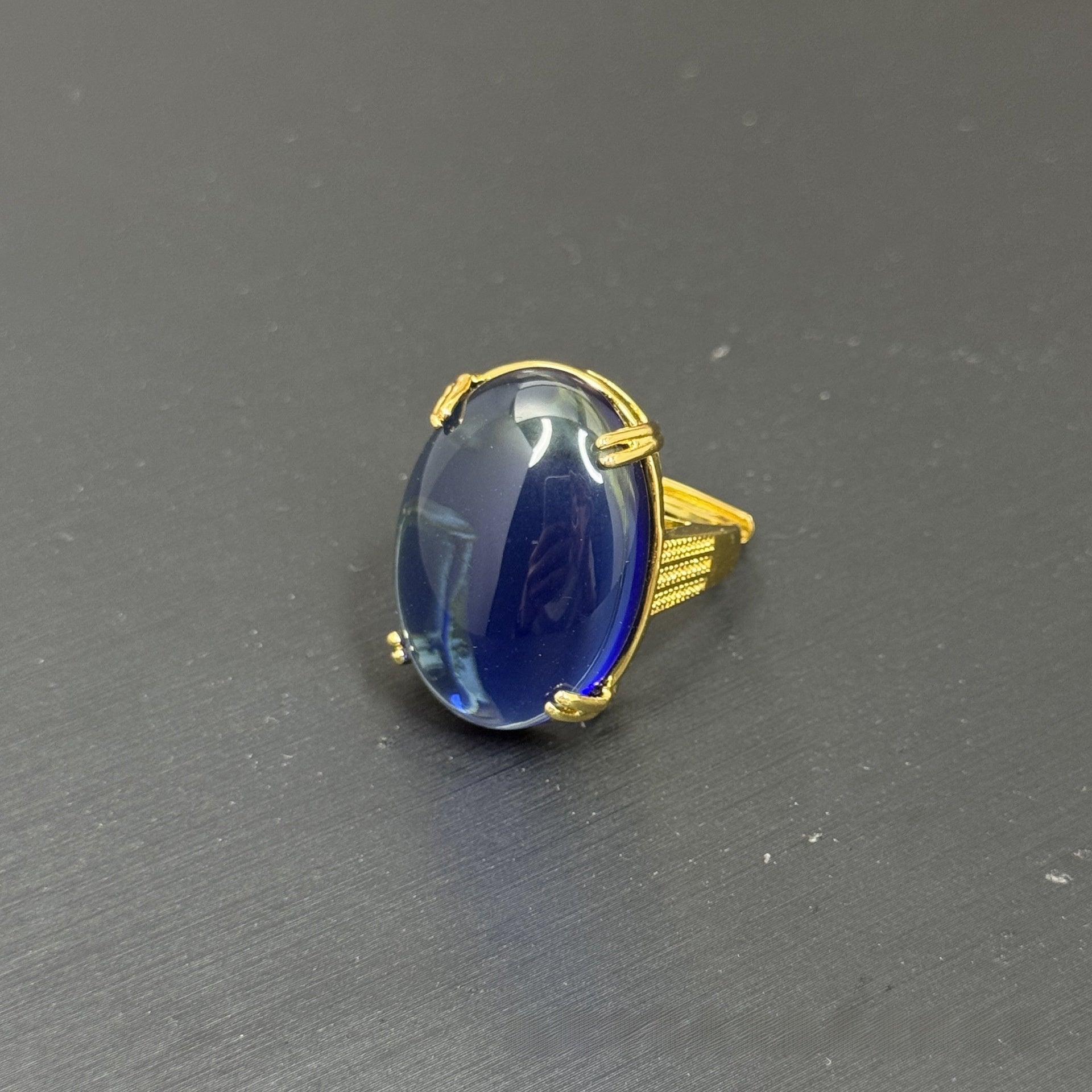 Geometric Open Rings For Women Featuring Natural Stone And Crystal Inlay With 18K Real Gold Electroplated Finish