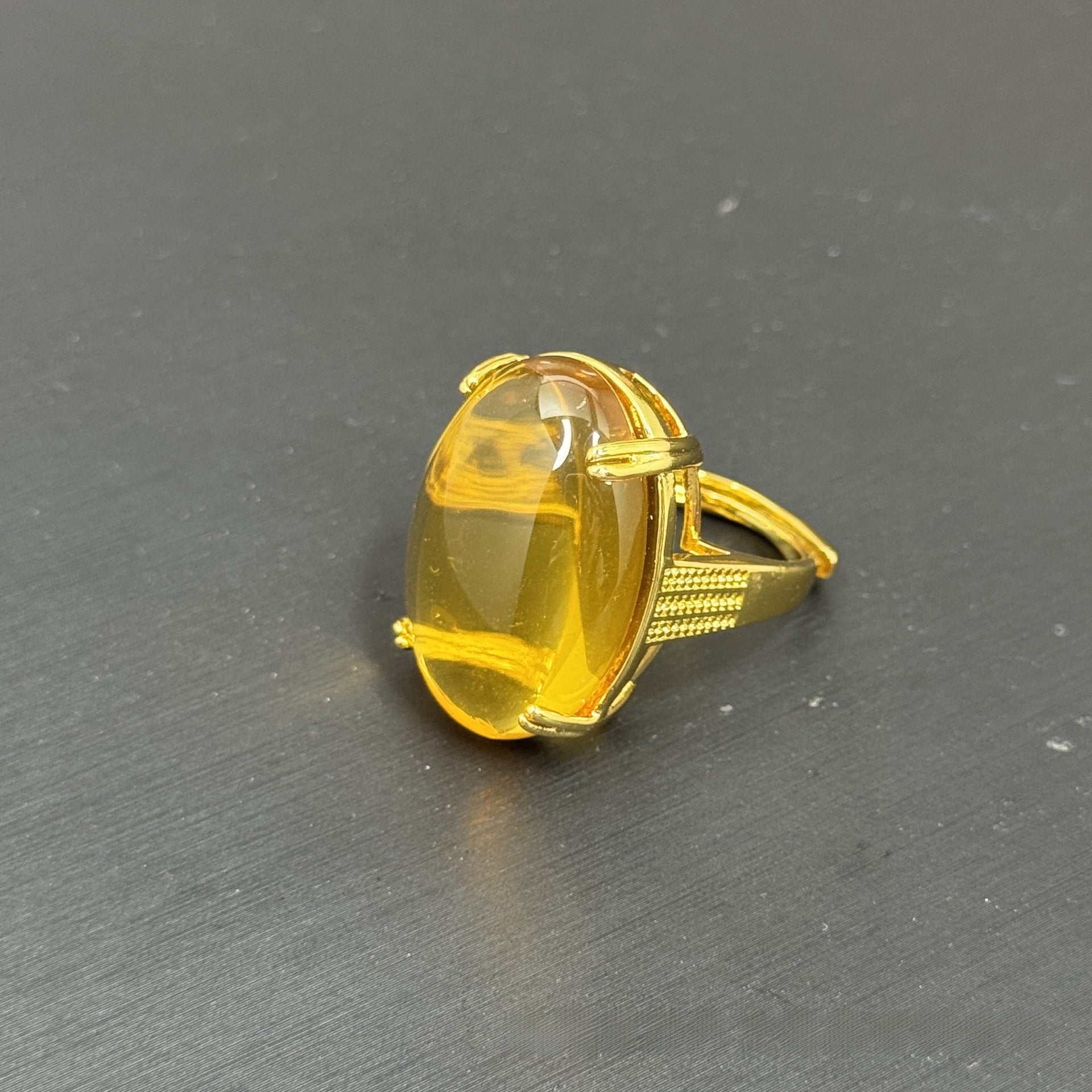 Geometric Open Rings For Women Featuring Natural Stone And Crystal Inlay With 18K Real Gold Electroplated Finish