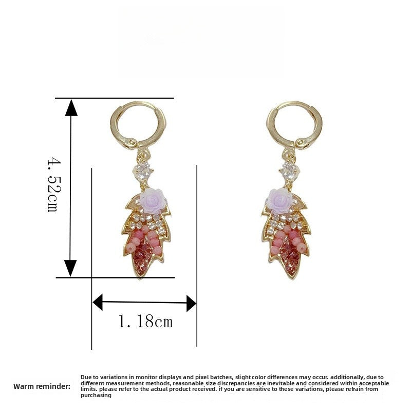 Handmade Petal Drop Earrings In Real Gold Plated Copper, Simple Style For Women