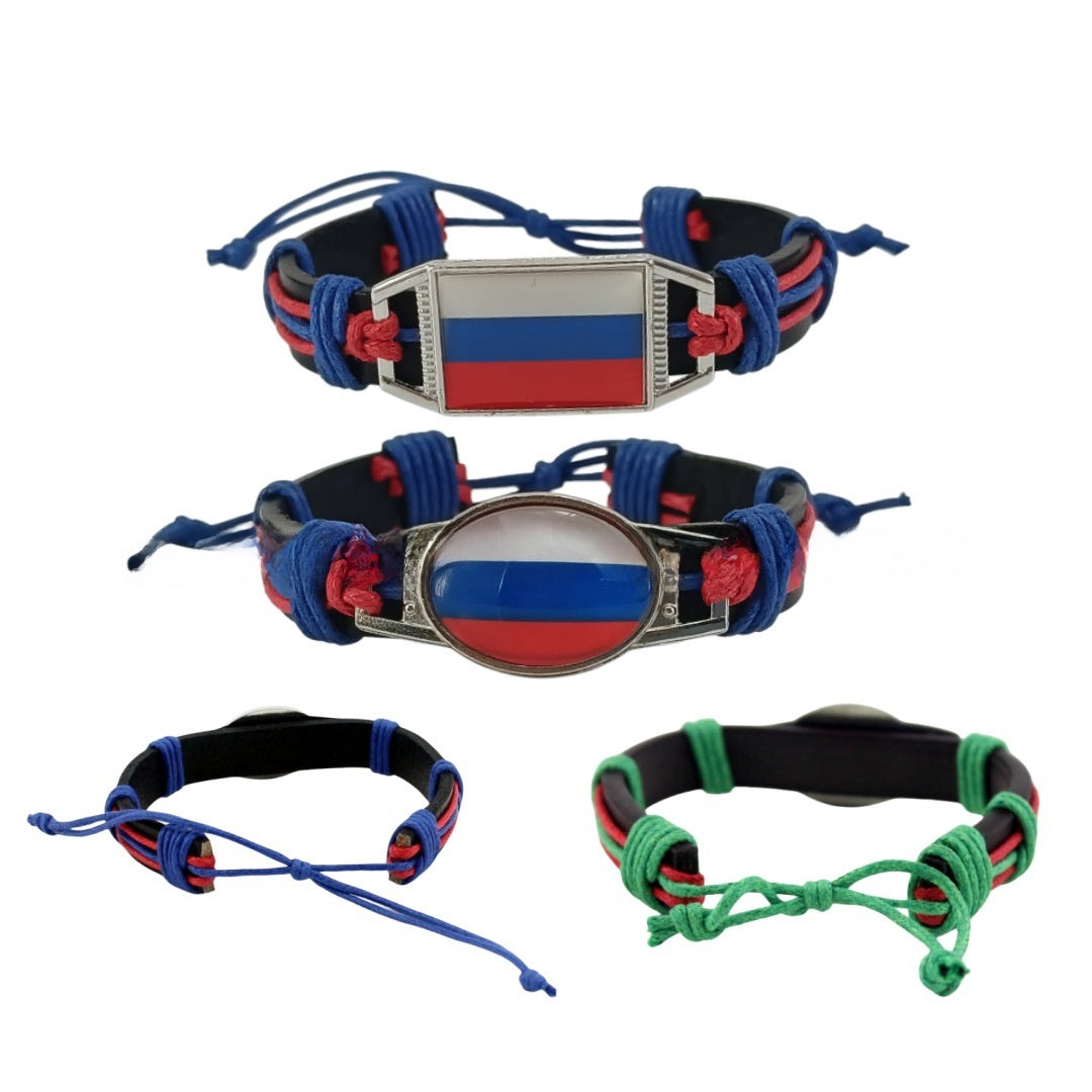 Handmade National Flag Paracord Bracelets For Women In Multicolor With Durable Polyester Chain Material