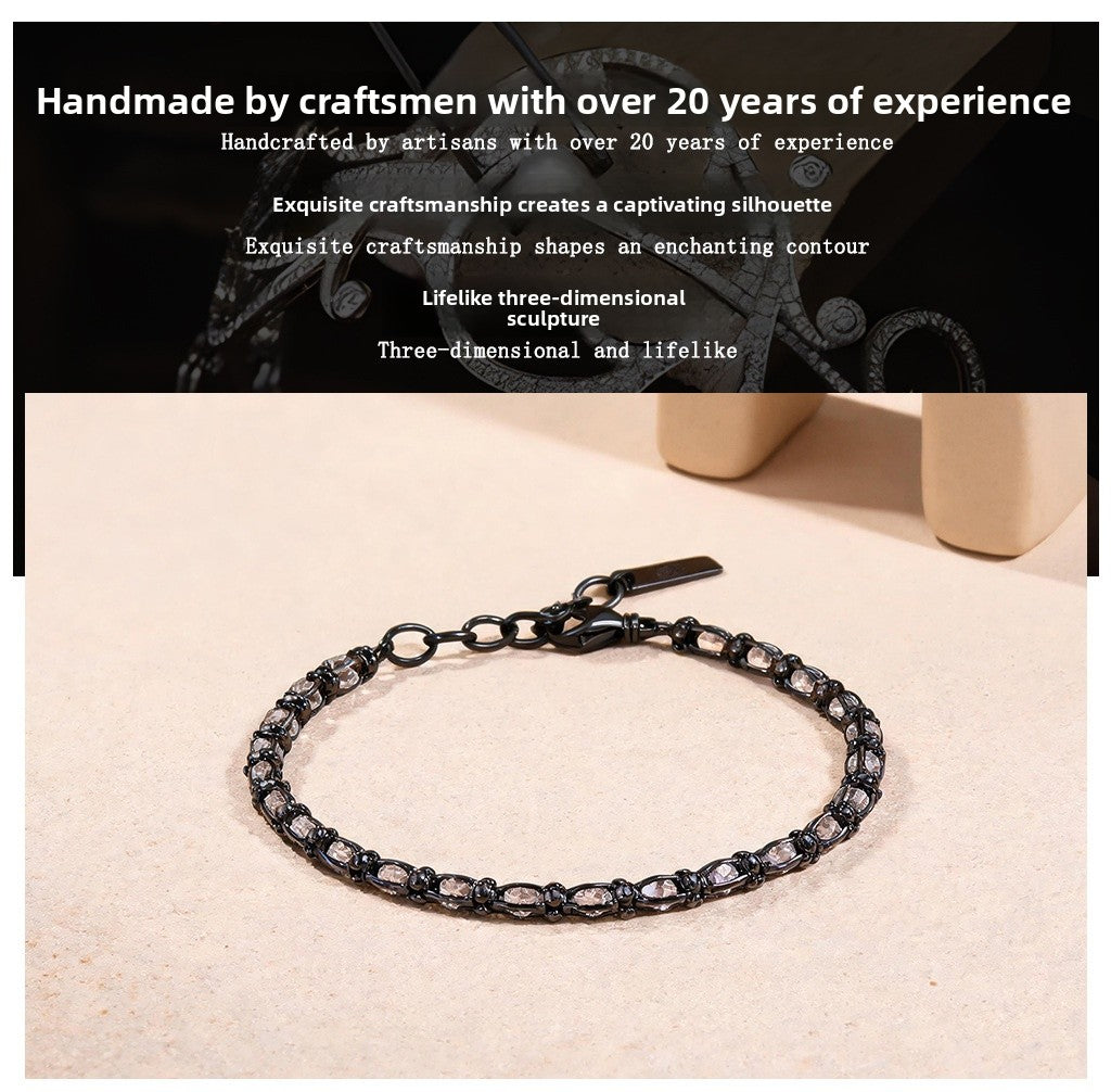 Oval Bracelets For Women In 925 Sterling Silver Featuring Crystal Inlay