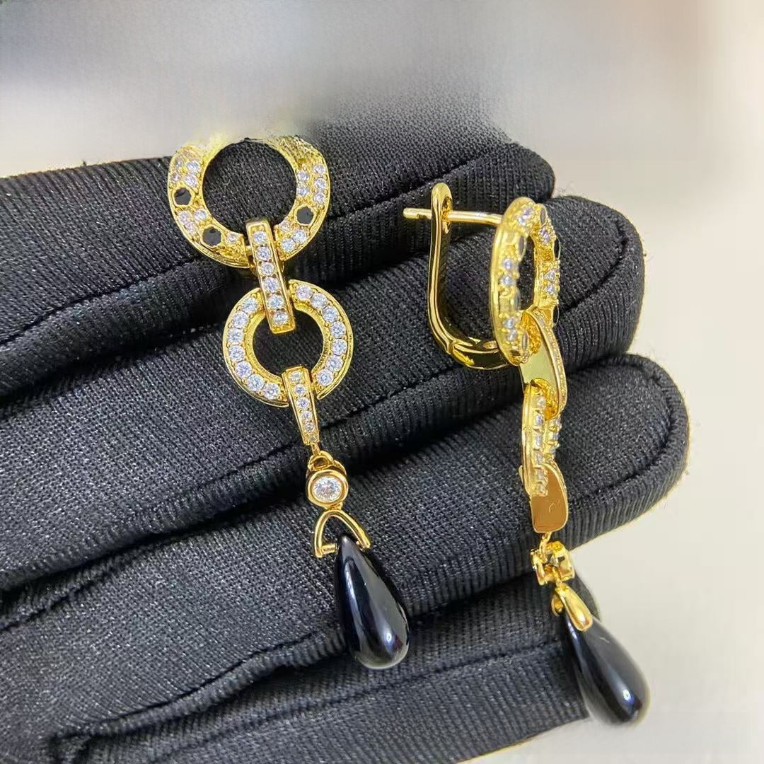 Sweet Leopard Print Tassel Earrings For Women In 925 Sterling Silver With 18K Real Gold Plated And Zircon Inlay
