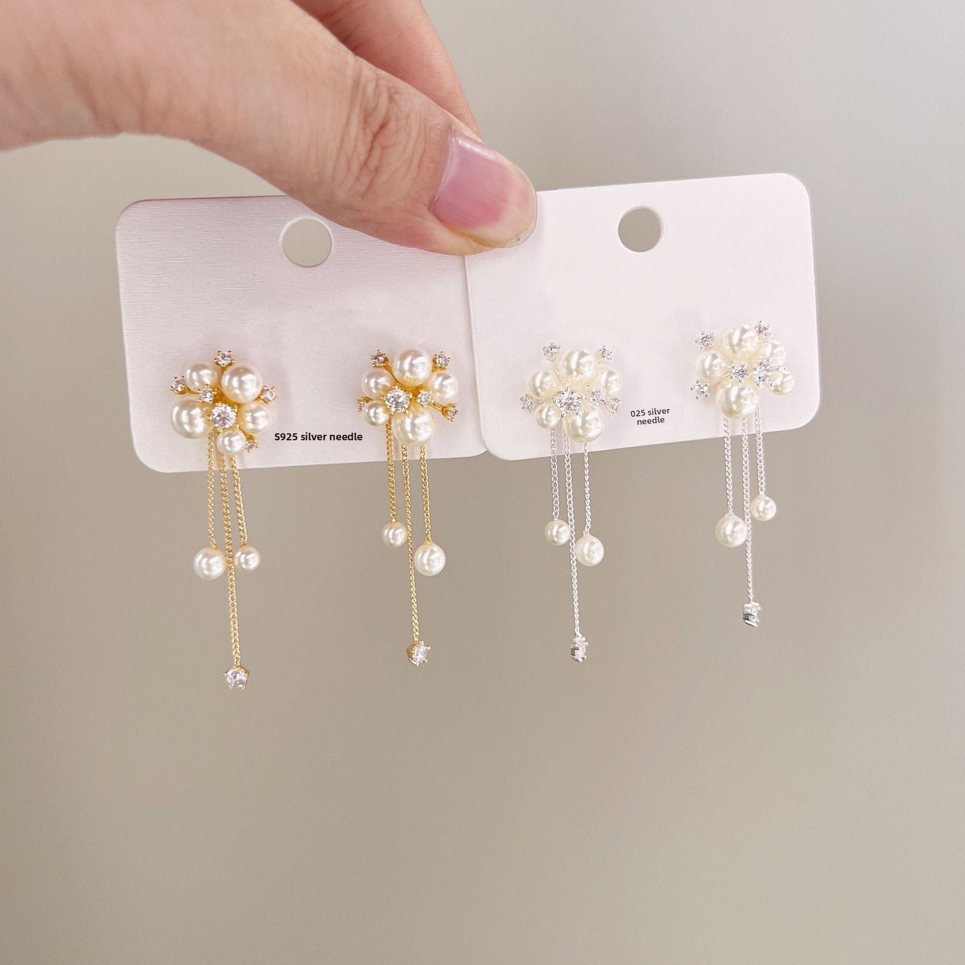 Gold Tassel Earrings For Women With Imitation Pearl Drop Design