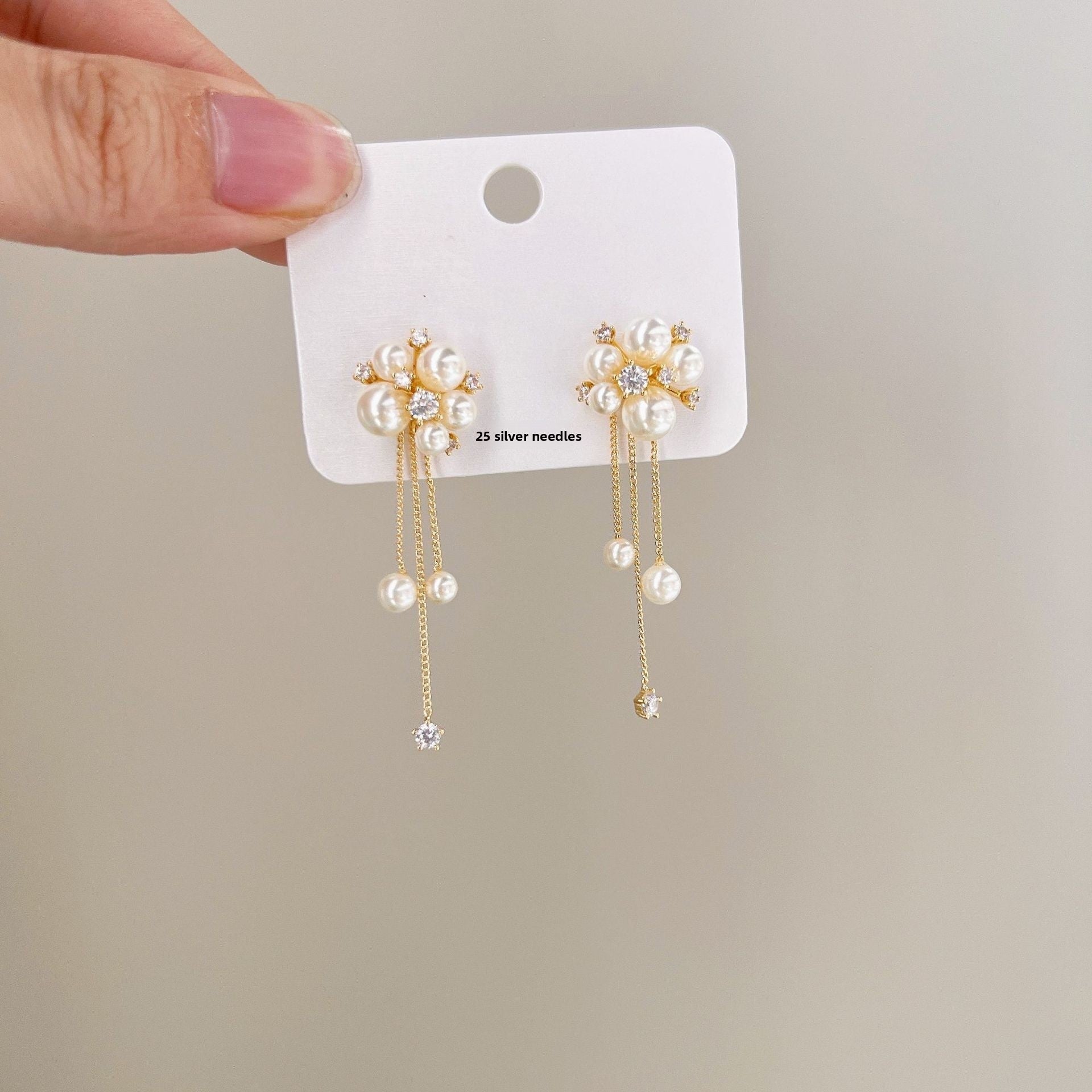 Gold Tassel Earrings For Women With Imitation Pearl Drop Design