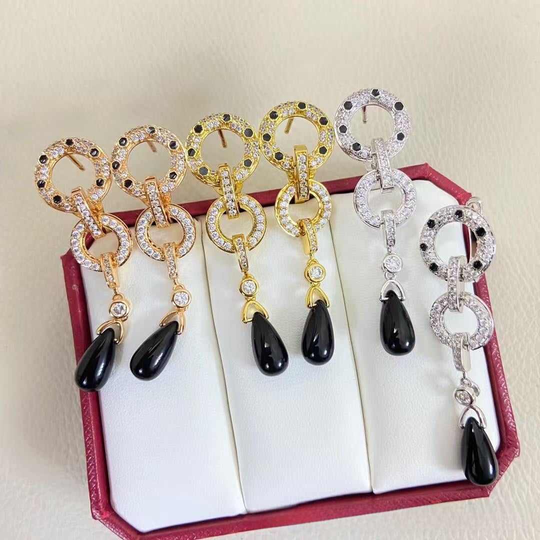 Sweet Leopard Print Tassel Earrings For Women In 925 Sterling Silver With 18K Real Gold Plated And Zircon Inlay