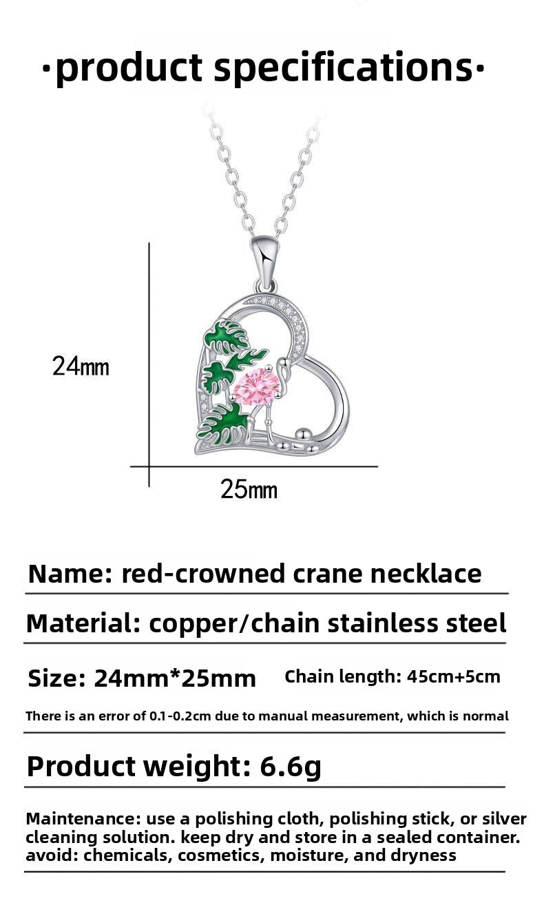 Heart Shape Pendant Necklace For Women In Silver Plated Copper With Rhinestones And Cable Chain