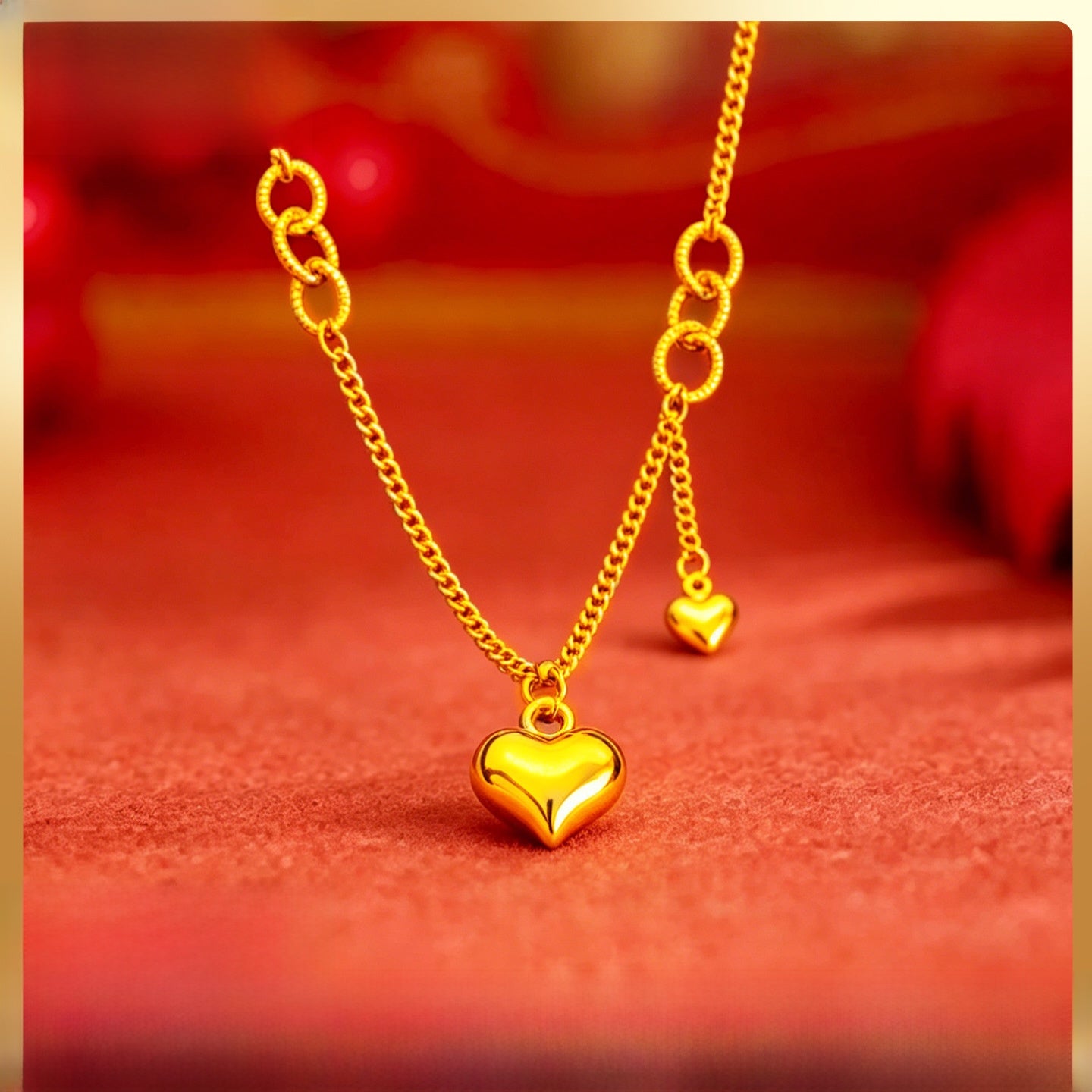 Heart Shape Necklace For Women In Real Gold Plated Copper, Waterproof Non Tarnish Design