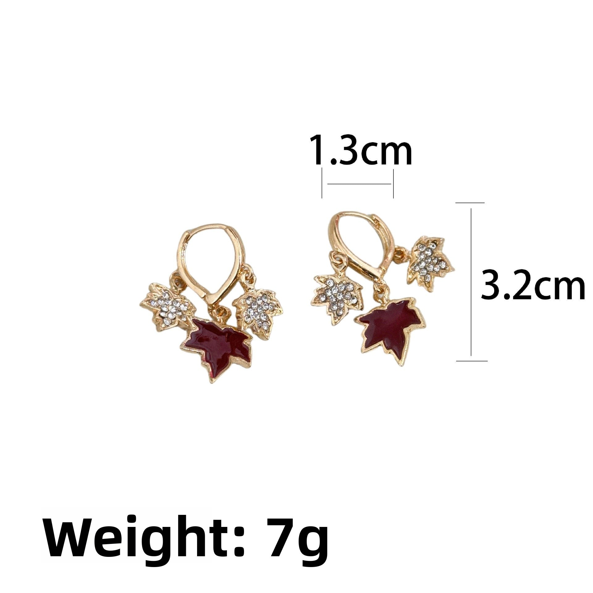 Maple Leaf Alloy Earrings With Rhinestones, Featuring 925 Sterling Silver Studs In Retro Style For Women
