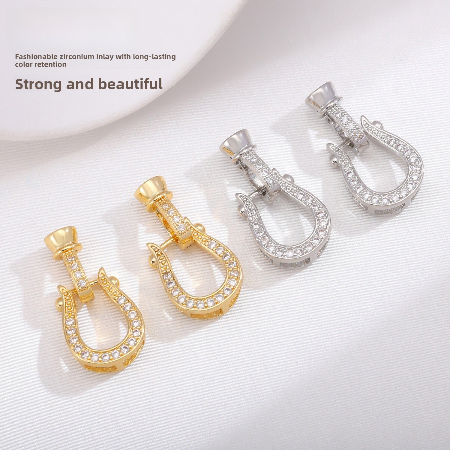 Geometric Copper Connectors With 18K Real Gold Plated Electroplated Finish And Zircon Inlay In Gold Jewelry Accessories
