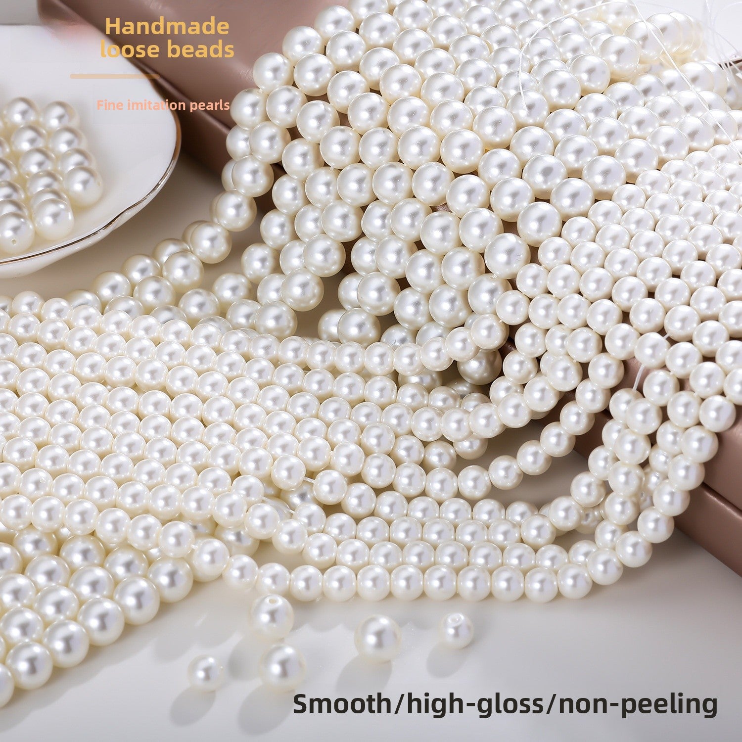 Handmade Smooth Polished Imitation Pearl Beads, Diameter 6 Mm, 10 PCS Package For Jewelry Making