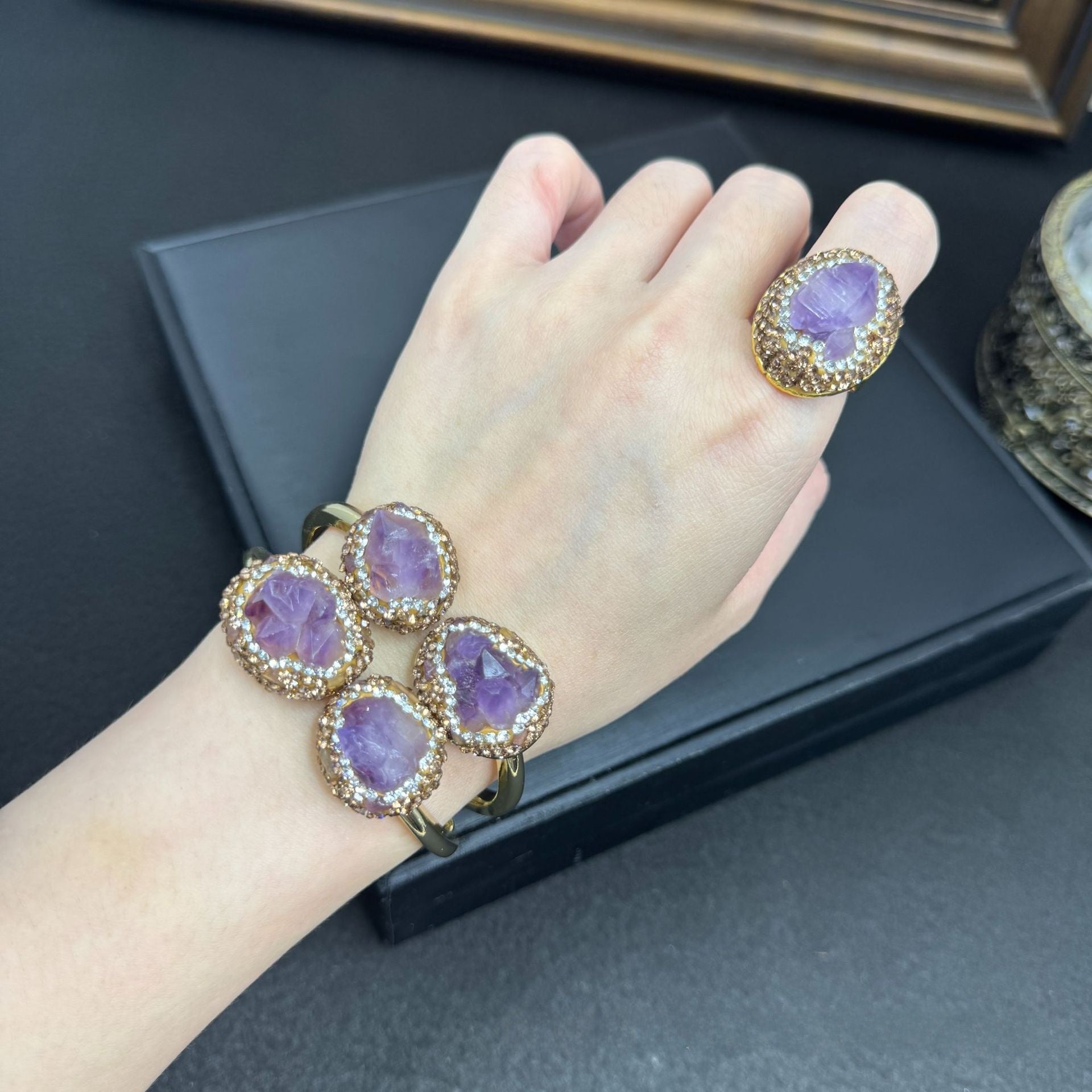 Asymmetrical Baroque Style Bangle With Baroque Pearl Inlay, Zinc Alloy, Featuring Stretch Adjustable Closure