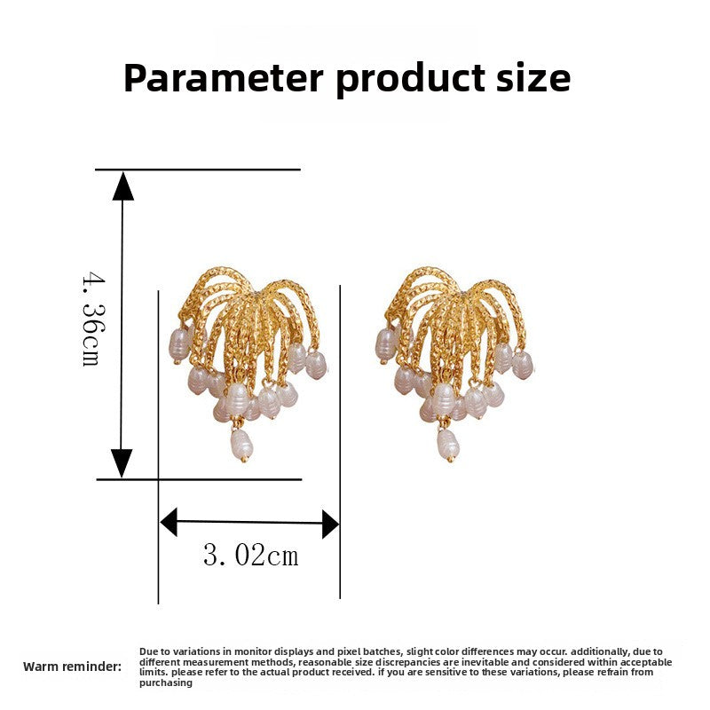 Geometric Tassel Earrings For Women In Copper With Real Gold Plated Finish, Featuring Exaggerated Style