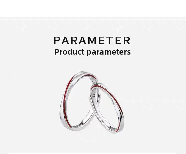 Couple Copper Open Rings With Epoxy Craft Featuring Lines Design, 1 Pair, Perfect For Valentine's Day