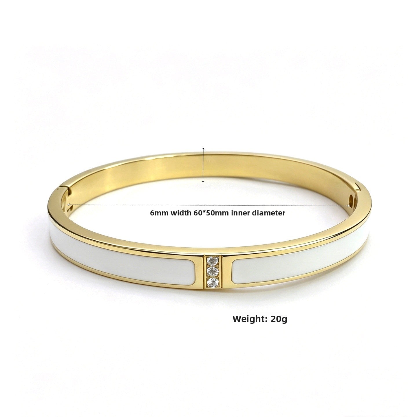 Geometric Epoxy Bangle For Women In 304 Stainless Steel With 18K Real Gold Plated PVD Coating And Zircon Inlay