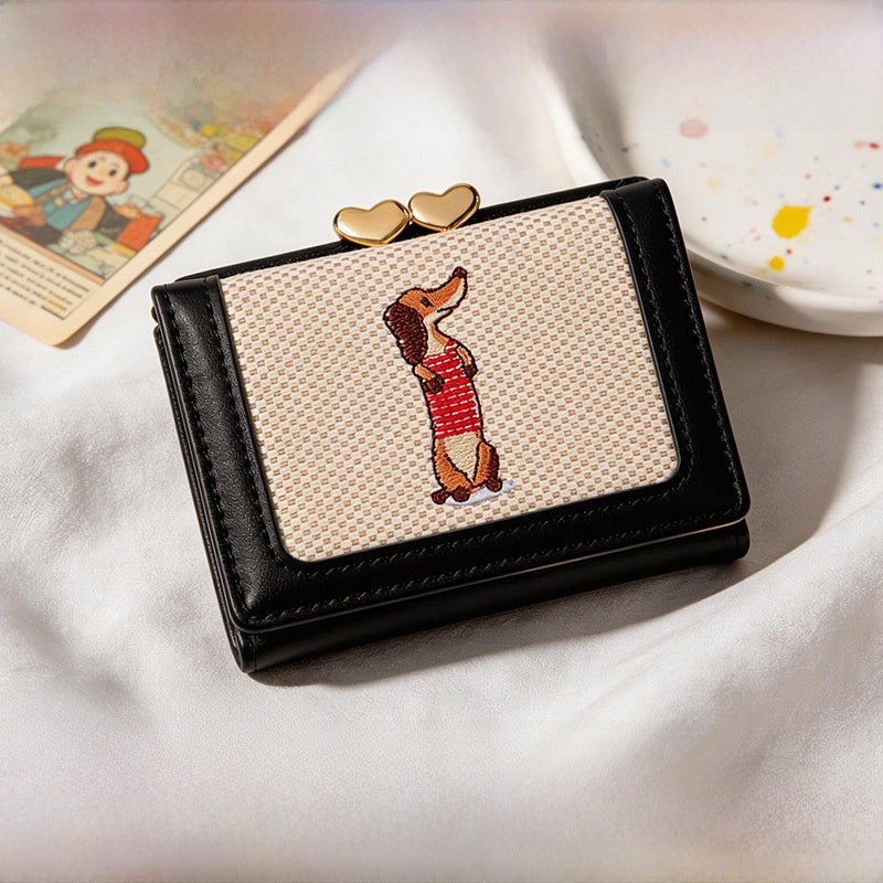 Animal Embroidery PU Leather Card Holder For Women With Anti-theft Feature, Perfect For Summer