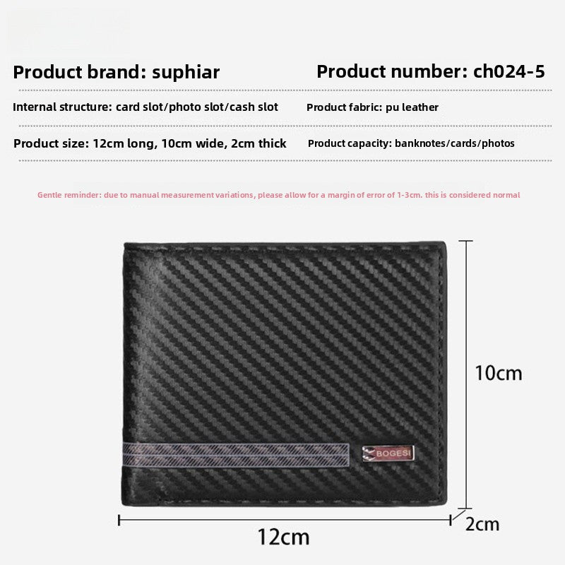 Men's Small Wallet In Solid Color PU Leather Featuring Sewing Thread, Lightweight And Perfect For Summer