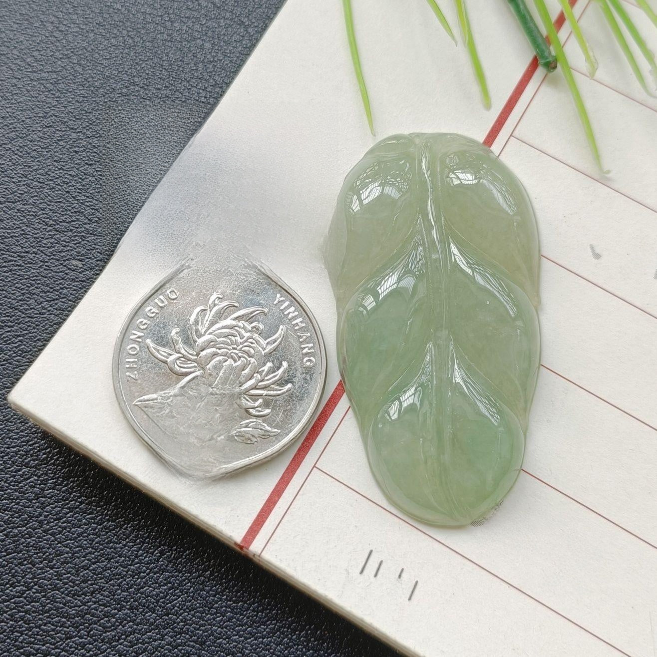 Handmade Leaf Necklace In 304 Stainless Steel With Jade Inlay, Sweet Style For Women Jewelry Set